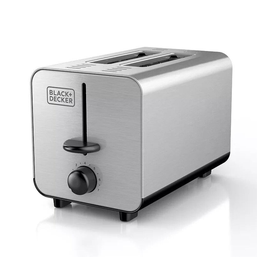Black+Decker 2-Slice Stainless Steel Toaster, Silver - Compact & Stylish